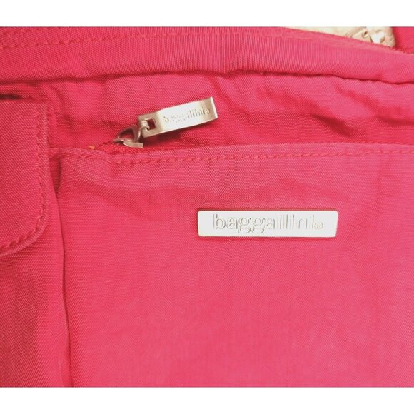 Baggallini Red Nylon Crossbody Travel Bag Purse Adjustable Strap Compartments - Picture 4 of 7